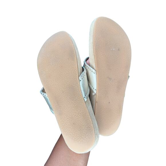 Jack Rogers Gold Metallic Whipstitch Leather Slip On Thong Flat Sandal Size 7 - Picture 11 of 11